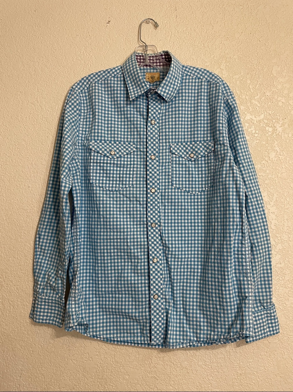 TREVERO LIGHT Blue Gingham Button-Up WESTERN Shirt